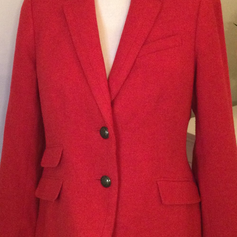 Talbots, Red Wool Blend Fitted Two-Button Blazer,… - image 2